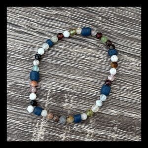 Mixed gemstone bracelet garnet moonstone apatite jade boho chic wanderlust